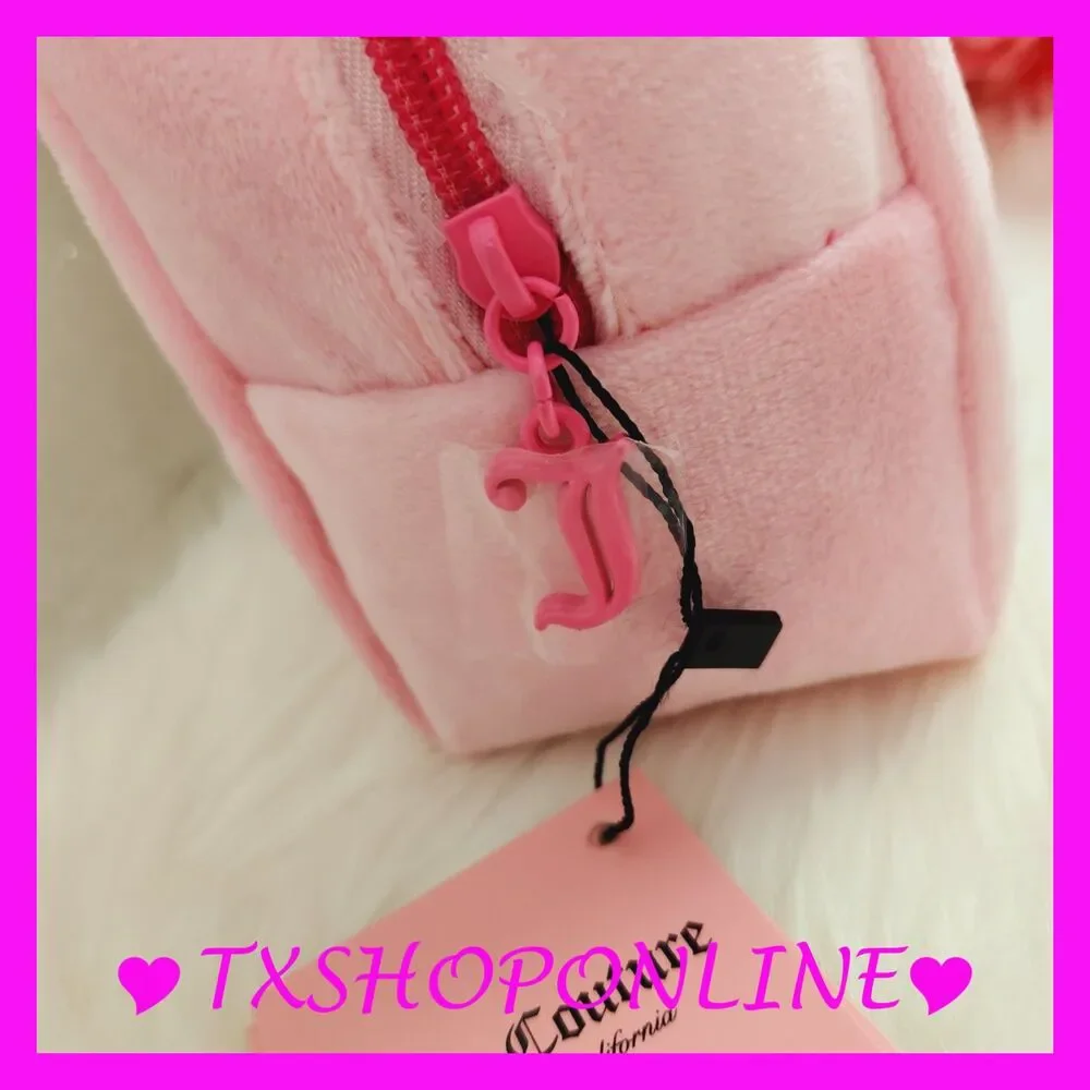 💗🌺 Juicy Couture Pink velvet bling cosmetic bag🌺💗 NWT